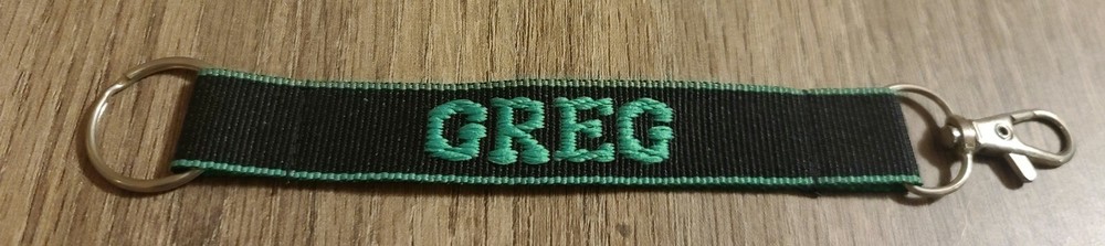New Greg Personalized Keychain Black and Green