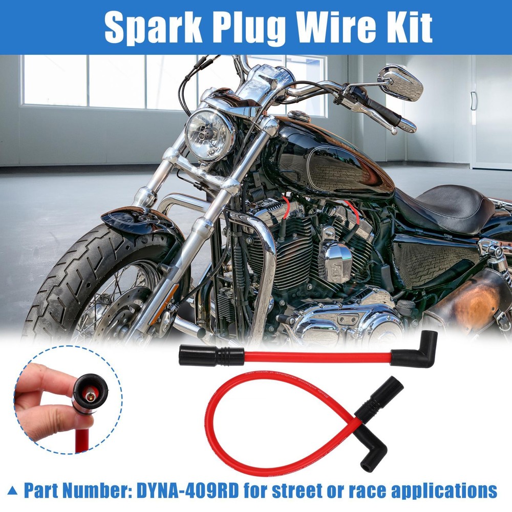 2pcs 10.4mm 10mm Spark Plug Wire Kit for Harley Davidson Dyna FXD Softail Red