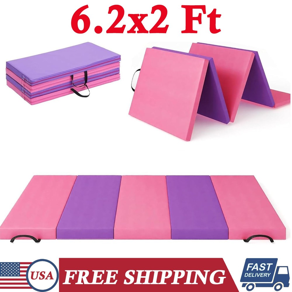 6.2 Ft x 2 Ft Foldable Gymnastics Mat 5-Panel Portable Exercise & Tumbling Mat
