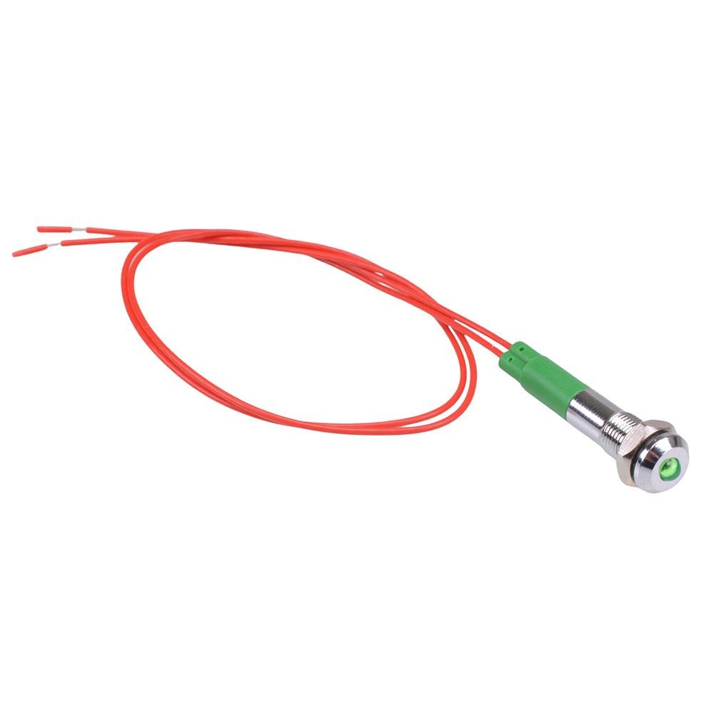 Red LED 6mm Metal Panel Indicator Light Prewired 12V