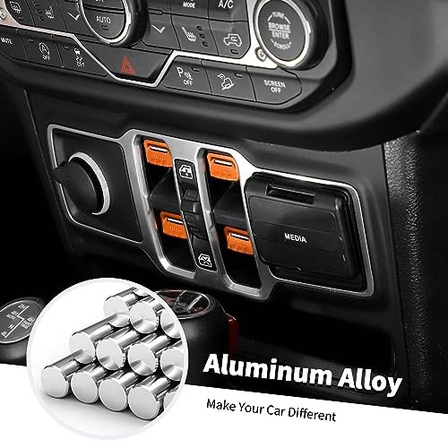 for JL/JT Window Button Cover, 4 Pack Window Switch Cover Trim Interior Orange