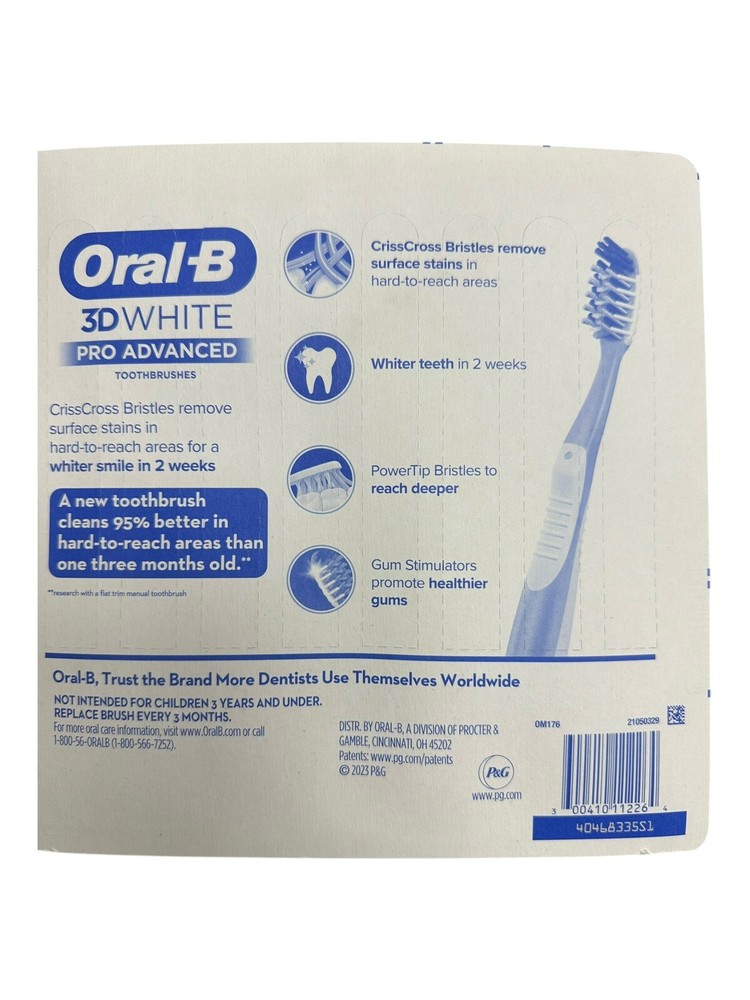Oral-B 3D White Pro Advanced Toothbrush, Soft Bristle, 8-pack