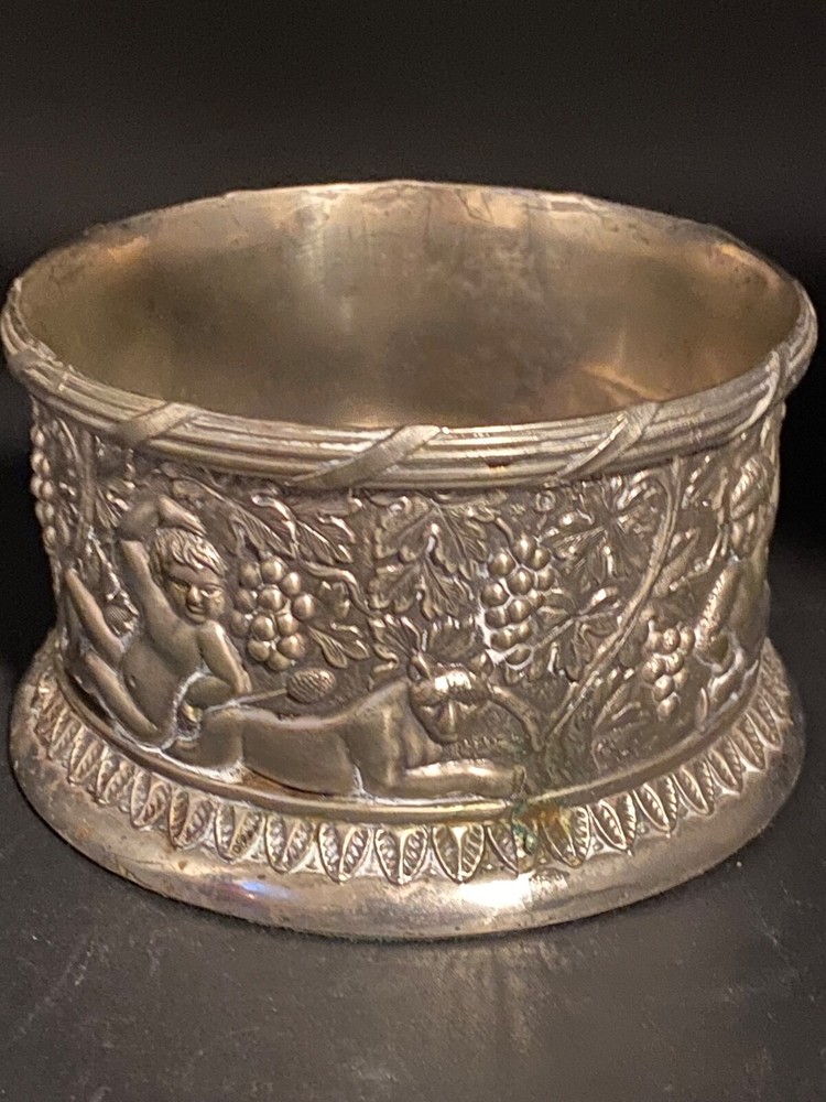 Vintage Silver Plated Wine Bottle Coaster, 3" Tall, 4.5" Diameter