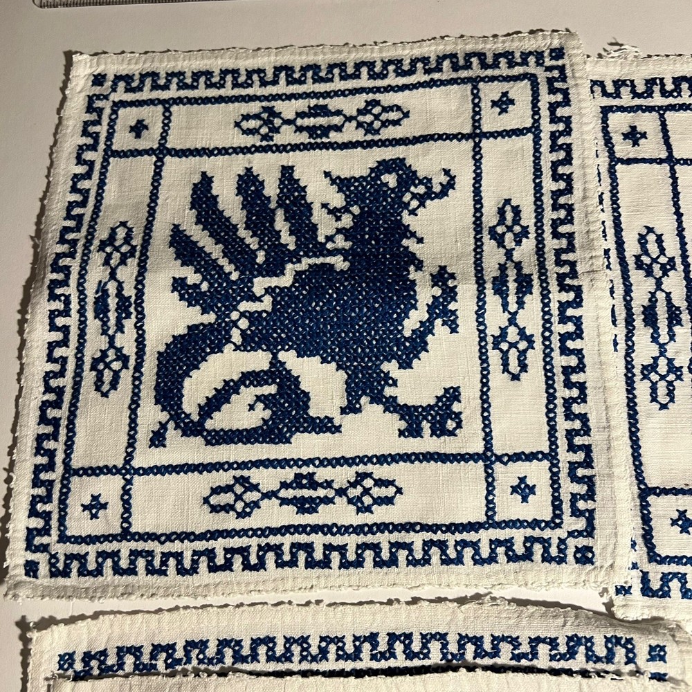 5 Welsh Dragon 9x9” Decorative Counted Cross Stitch Squares