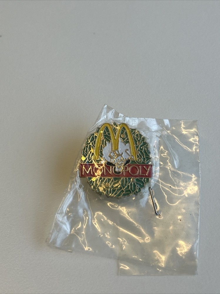 NOS McDonald's crew/employee lapel pin, Monopoly, unopened, 1995