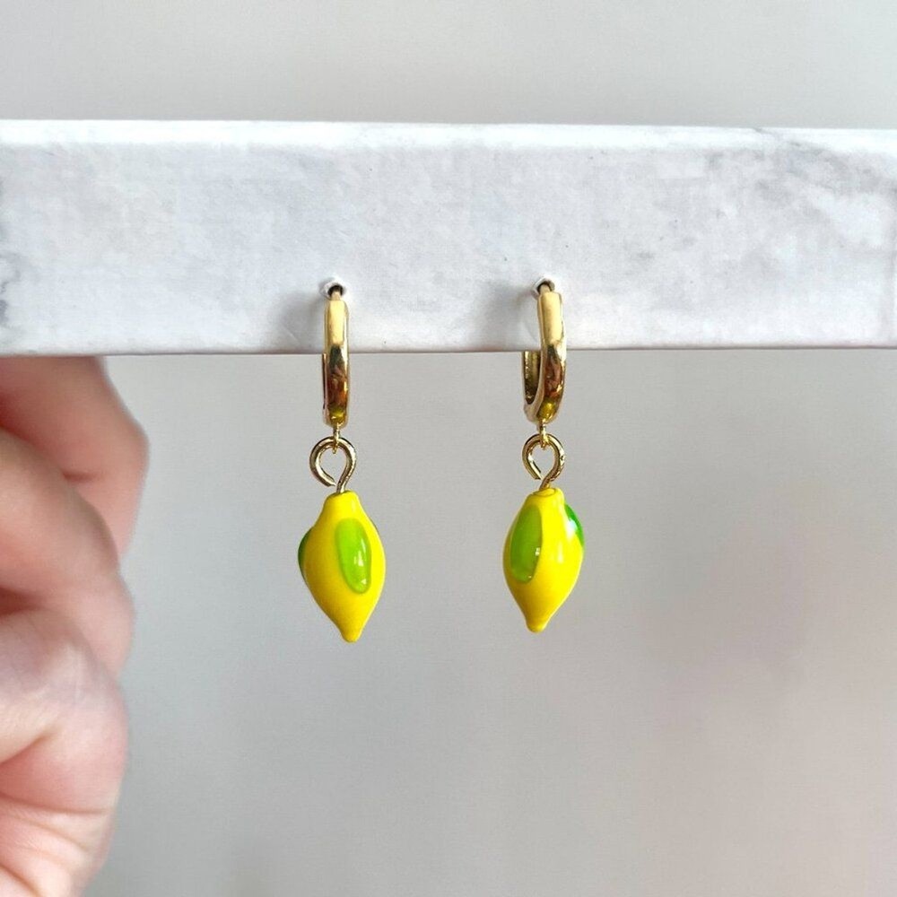 Lemon Gold Huggie Hoops