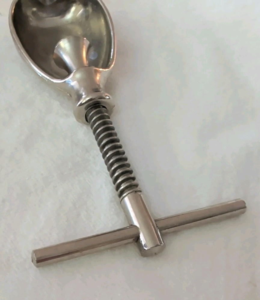 Vintage Metal Nut Cracker Hand Held With Screw Twist - T Handle