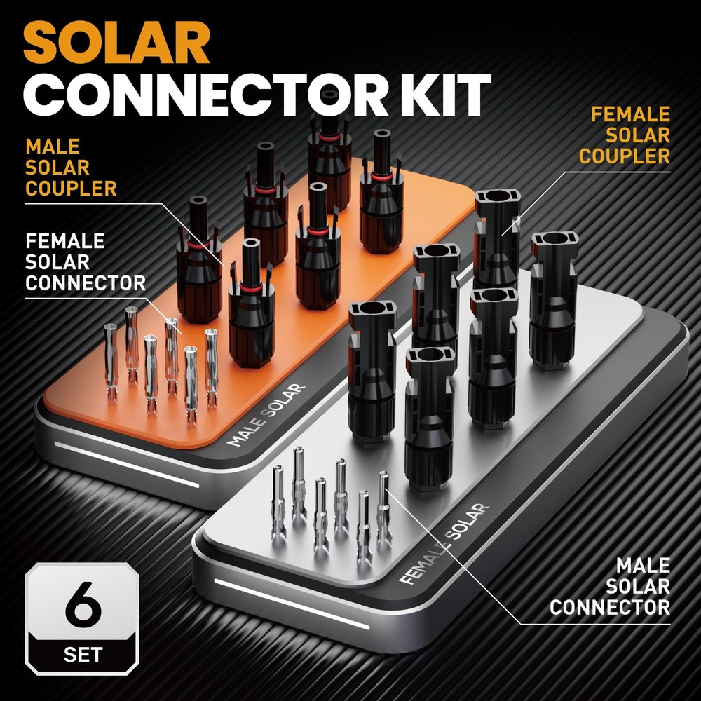 SOMELINE Solar Connector Crimping Tool Kit, 2 Tools+6 Pairs, Orange/Black