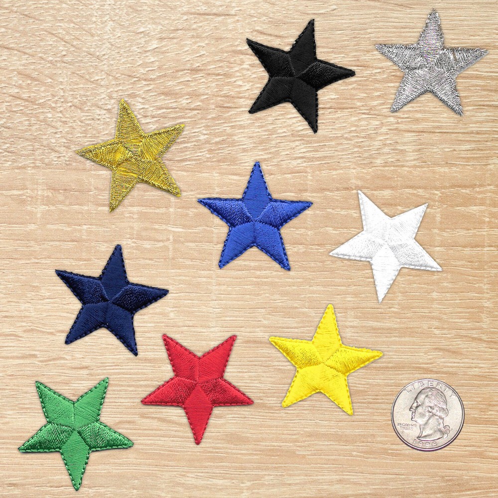 Star Patches  (10 Pack) Star Embroidered Iron On Patch Applique - 1.5"