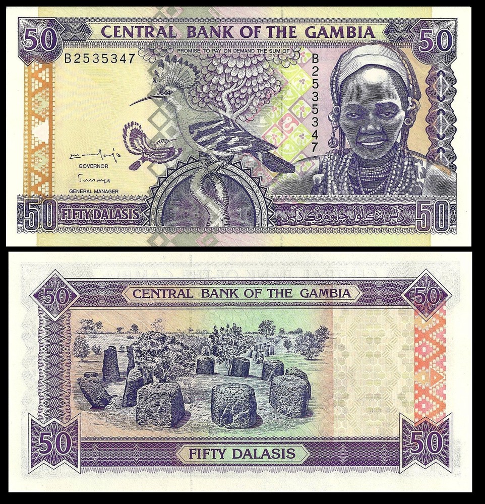 GAMBIA 50 DALASIS ND 1996 P 19 Choice UNC AUTHENTICATED