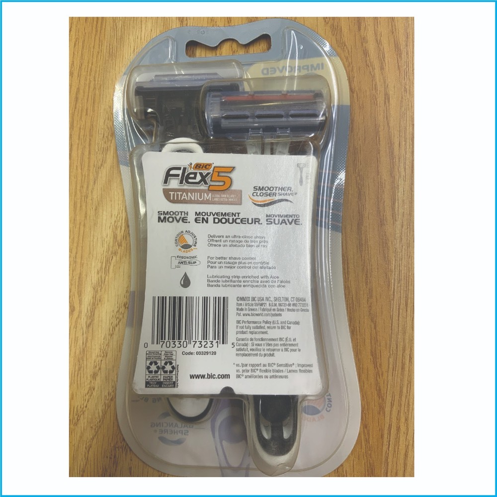 BIC Flex 5 Titanium Razor Kit Handle Refills 5 Blade Mens Shaving System