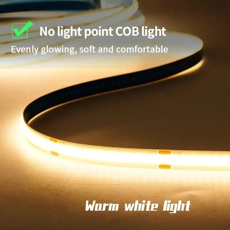 LED Light Strip 5V COB Diode Touch Sensor Cold White Warm White 1-78.74 in
