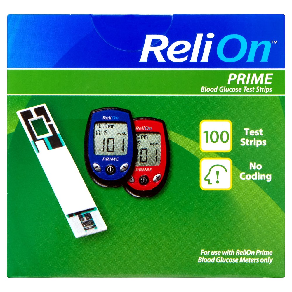 ReliOn Prime Blood Glucose Test Strips 100 Ct