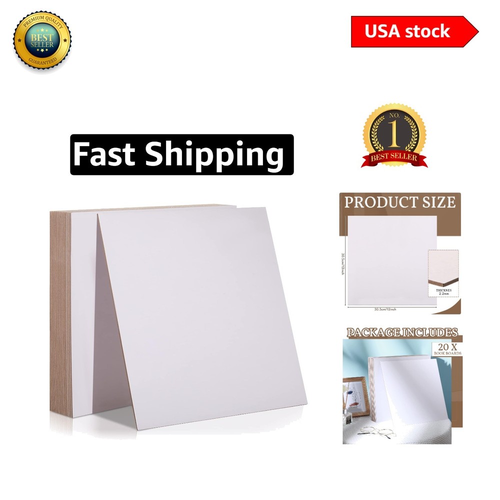 20 Pcs Heavy-Duty Chipboard Sheets for Crafting & Bookbinding - 12x12 Inch