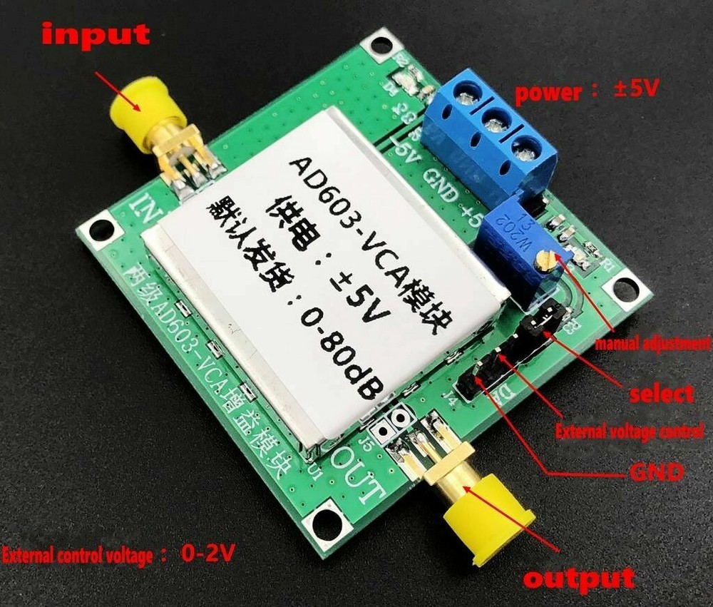 AD603 80dB Variable Gain Amplifier Voltage-Controlled Adjustable VCA Module