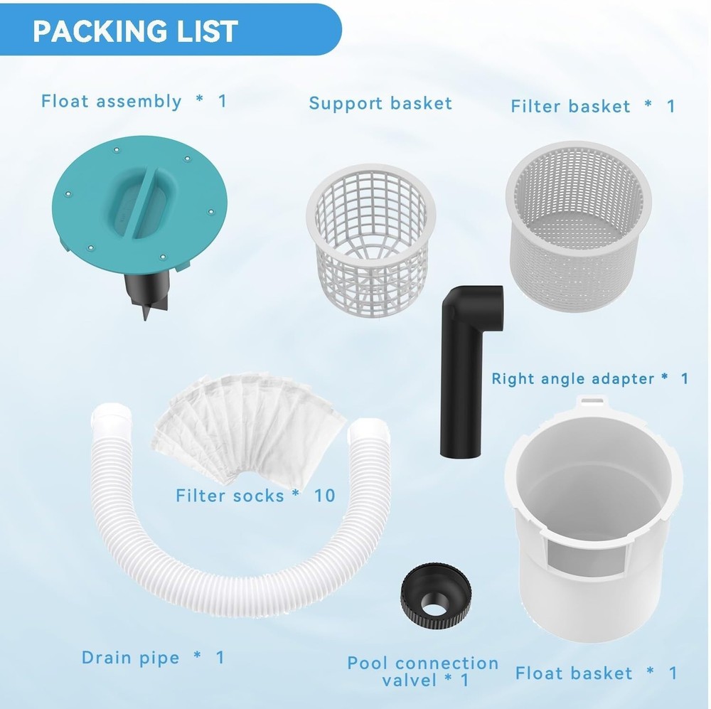 Surface Float Skimmer, No Installation Required, No Adjustable Bracket Required
