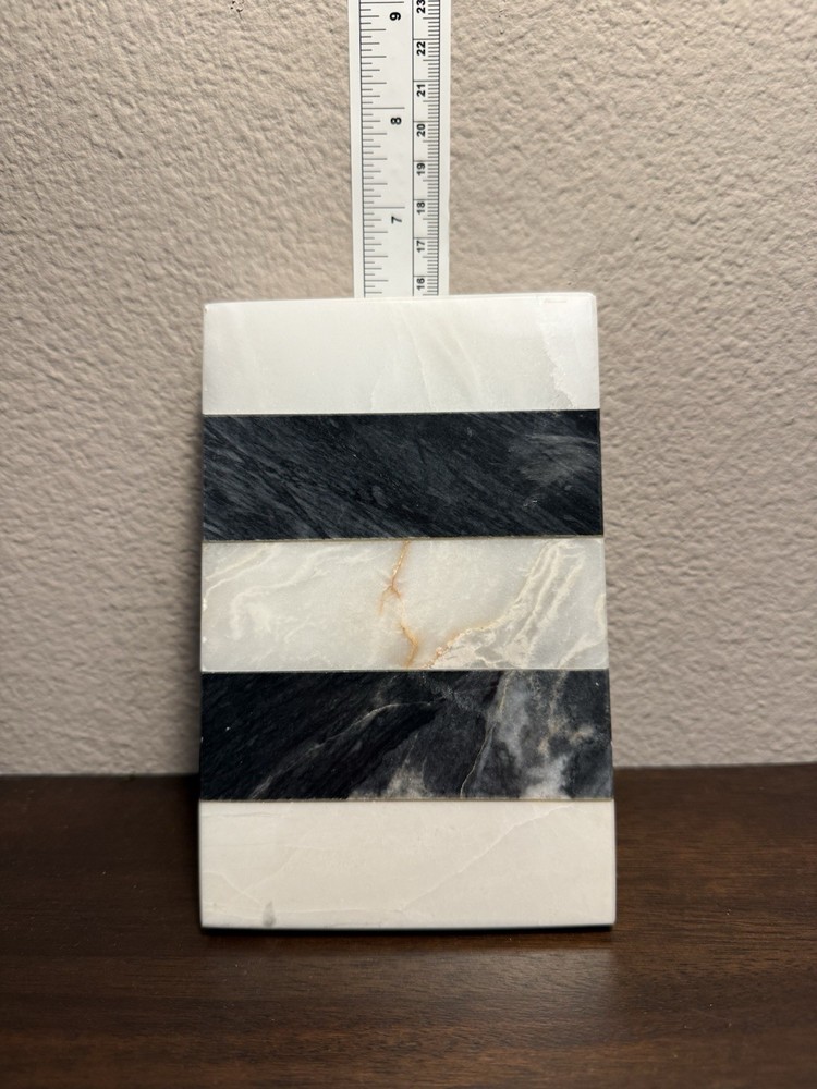Marble Book End Black & White Stripped Decorative Bookends
