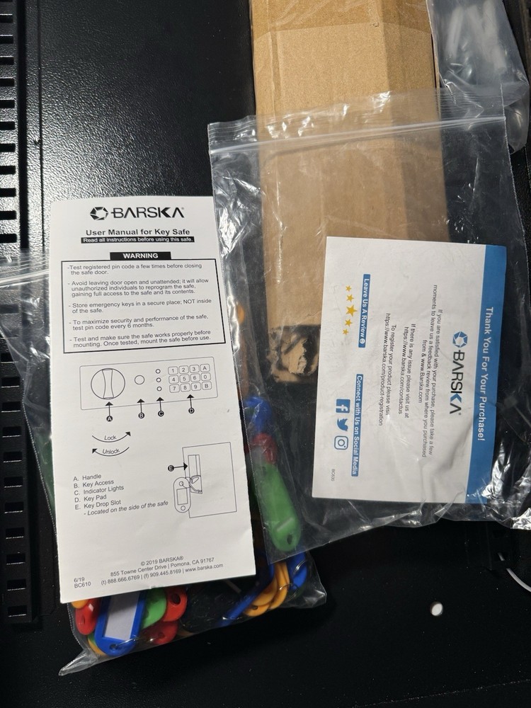 Barska 100 Key Safe Digital Electronic Cabinet Security Lock Storage Box Black