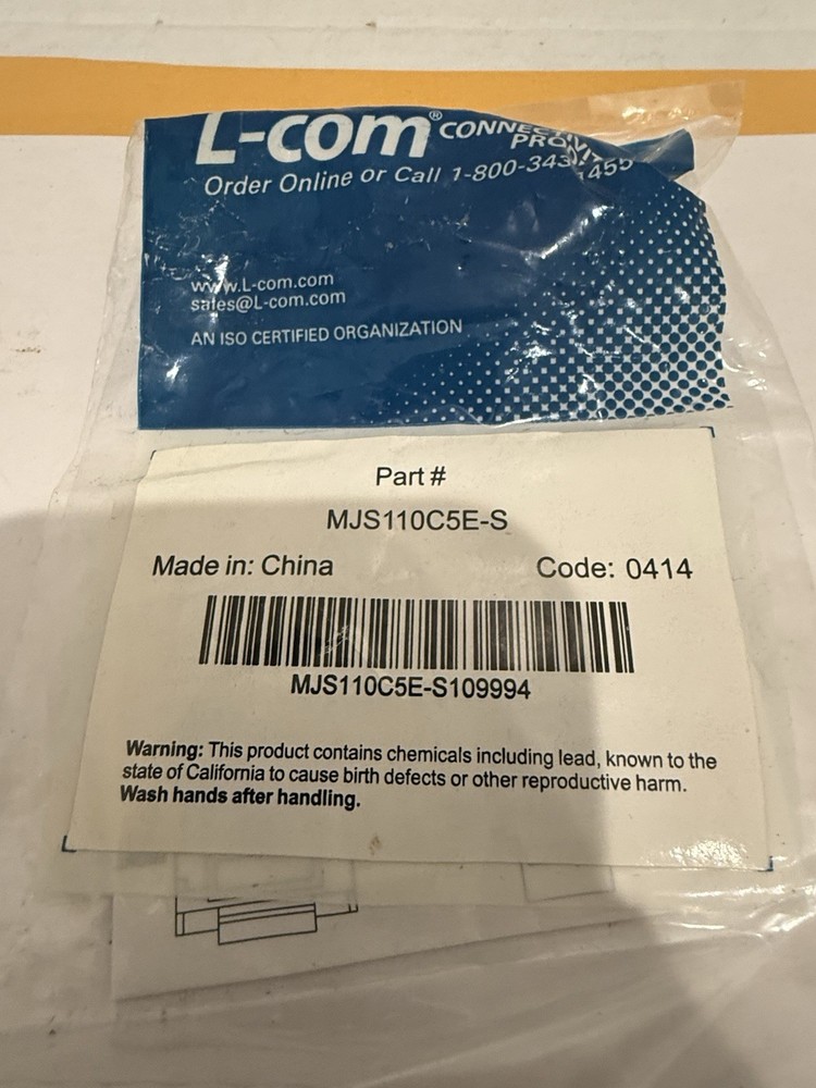 New L-COM MJS110C5E-S Modular Jack, CAT5E RJ45/11