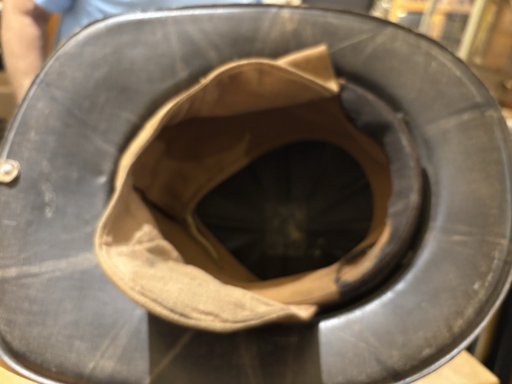 Vintage Cairns? Grey Leather Front Fire Helmet W/ Front Code SFD