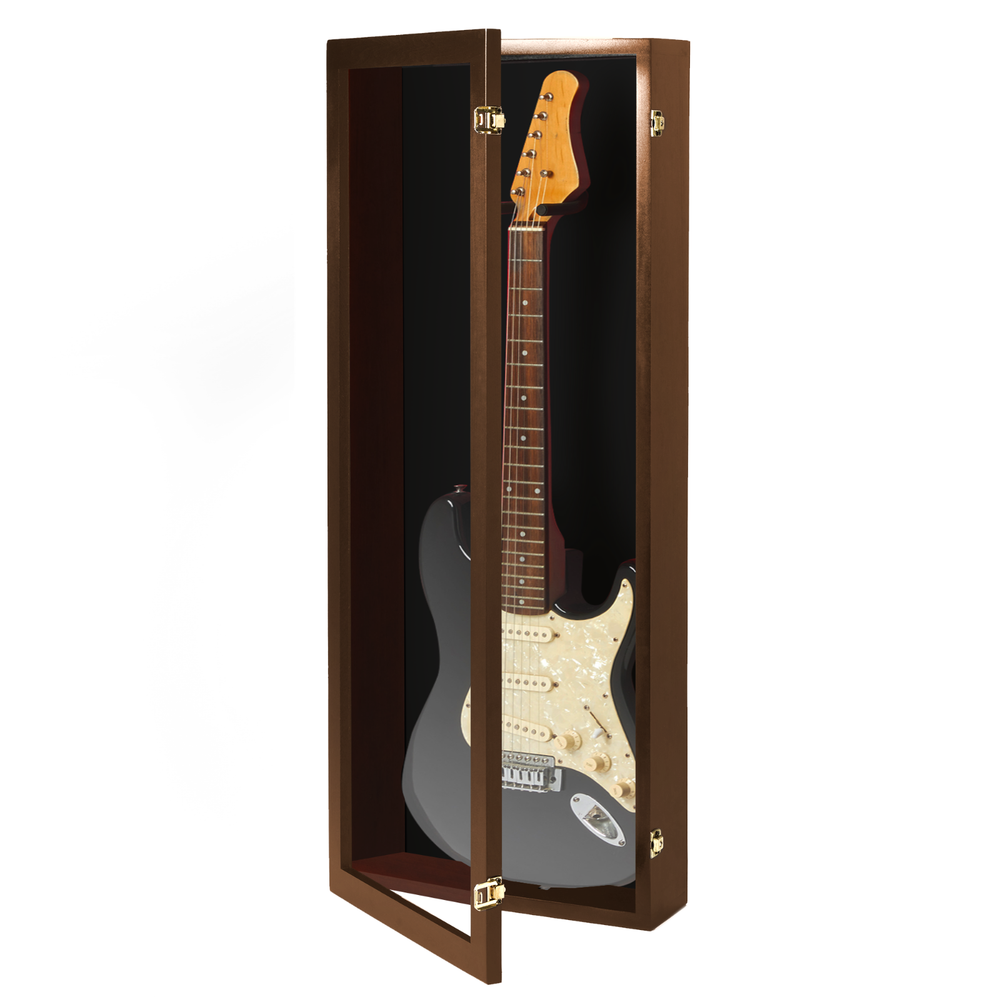 Guitar Display case Walnut Finish Hardwood Guitar display case w/ Felt Options