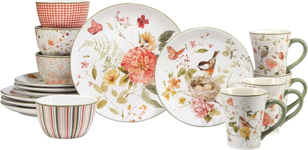 Certified International Nature's Song 16 Piece Dinnerware Set, Multicolor