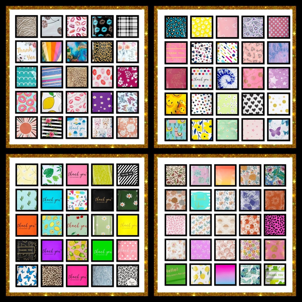 Poly Mailers 6x9 100 UNIQUE DIFFERENT DESIGNS