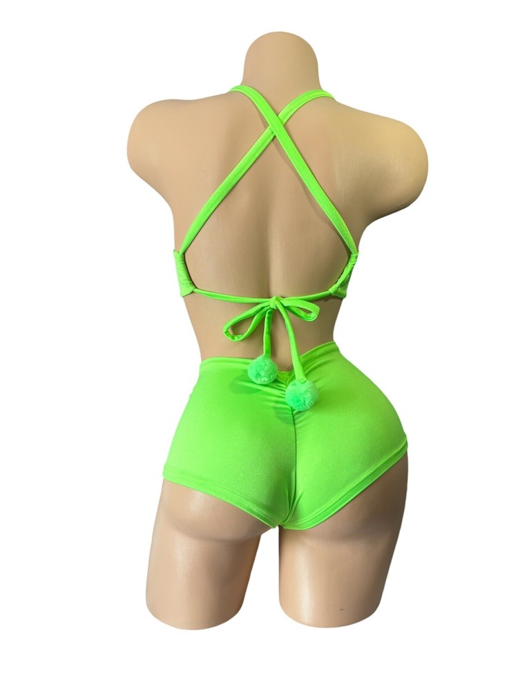 EXOTIC DANCEWEAR Green 2 Piece