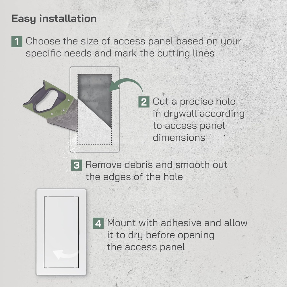 4X8 Access Panel (Opening) - Easy Doors ABS Plastic for Drywall, Wall and Ceilin