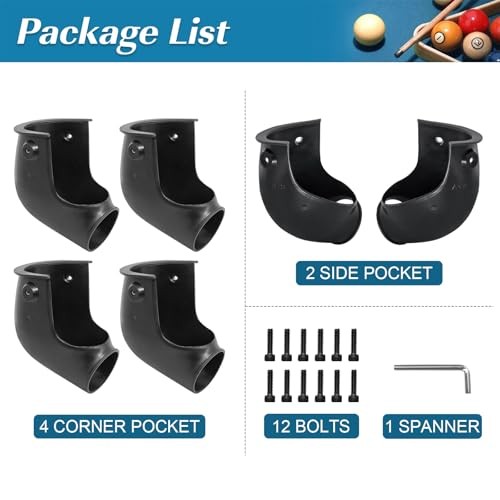 Pool Table Pockets Replacement Pockets for Billiard Table Set of 6