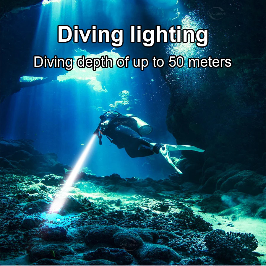Powerful 90000LM LED Diving Flashlight Rechargeable Underwater Tactical Torch