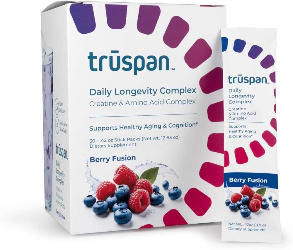 TRŪSPAN Daily Longevity Complex Stick Packs – Creatine Monohydrate 5g & Aminos