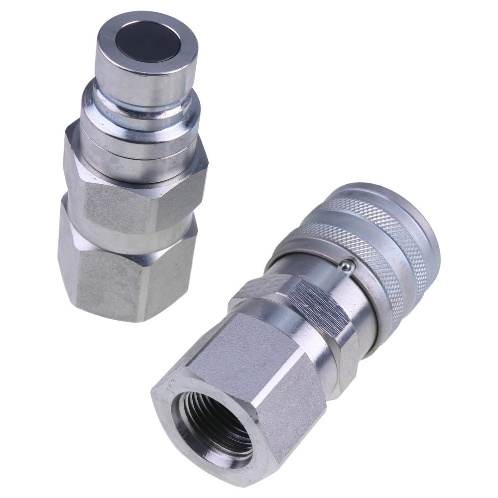 5/8" SAE Flat Face Coupler Set Hydraulic Quick Connect Fitting for Bobcat Cater