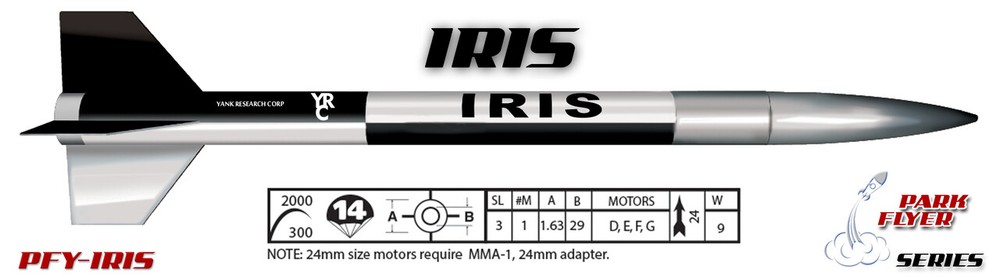 LOC Precision Flying Model Rocket Kit 1.63" IRIS PFY-IRIS