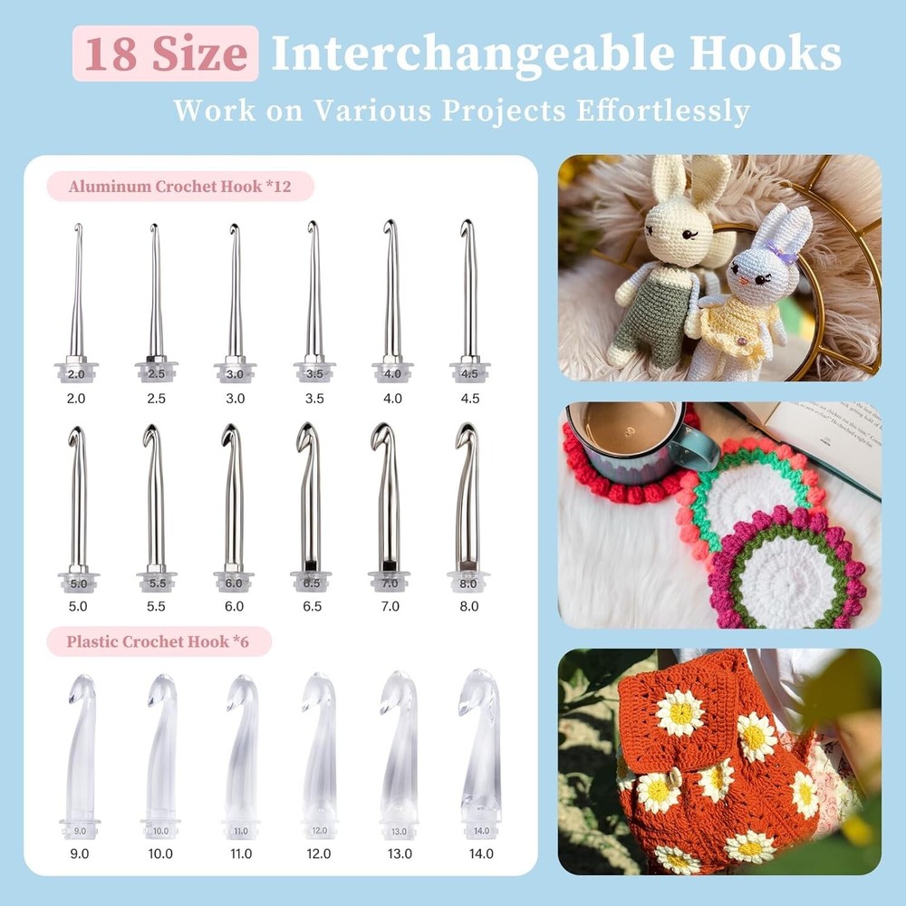 Travel-Friendly Crochet Hooks with LED Lights and Easy Counting Functionality