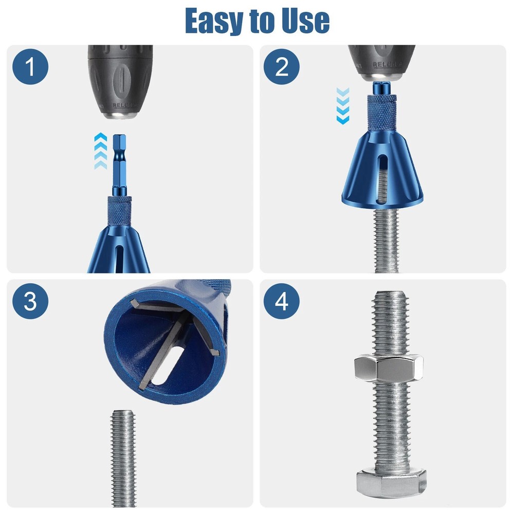 2PCS Blue Drill Bit Deburring External Chamfer Tool 1/4'' Hex Shank Remove Burr