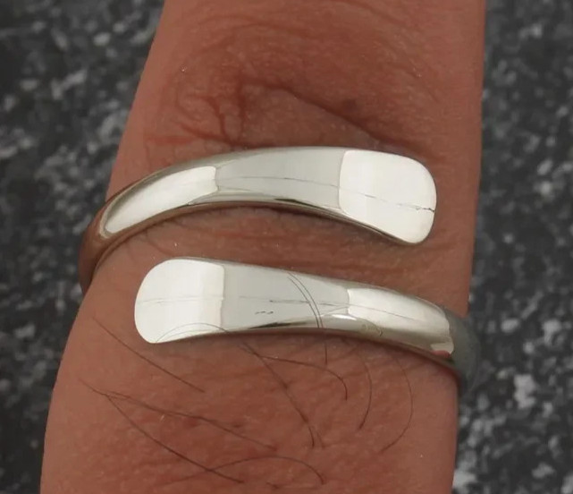 Adjustable Sterling Silver Wrap Ring: Handmade Boho Thumb Jewelry Statement Ring