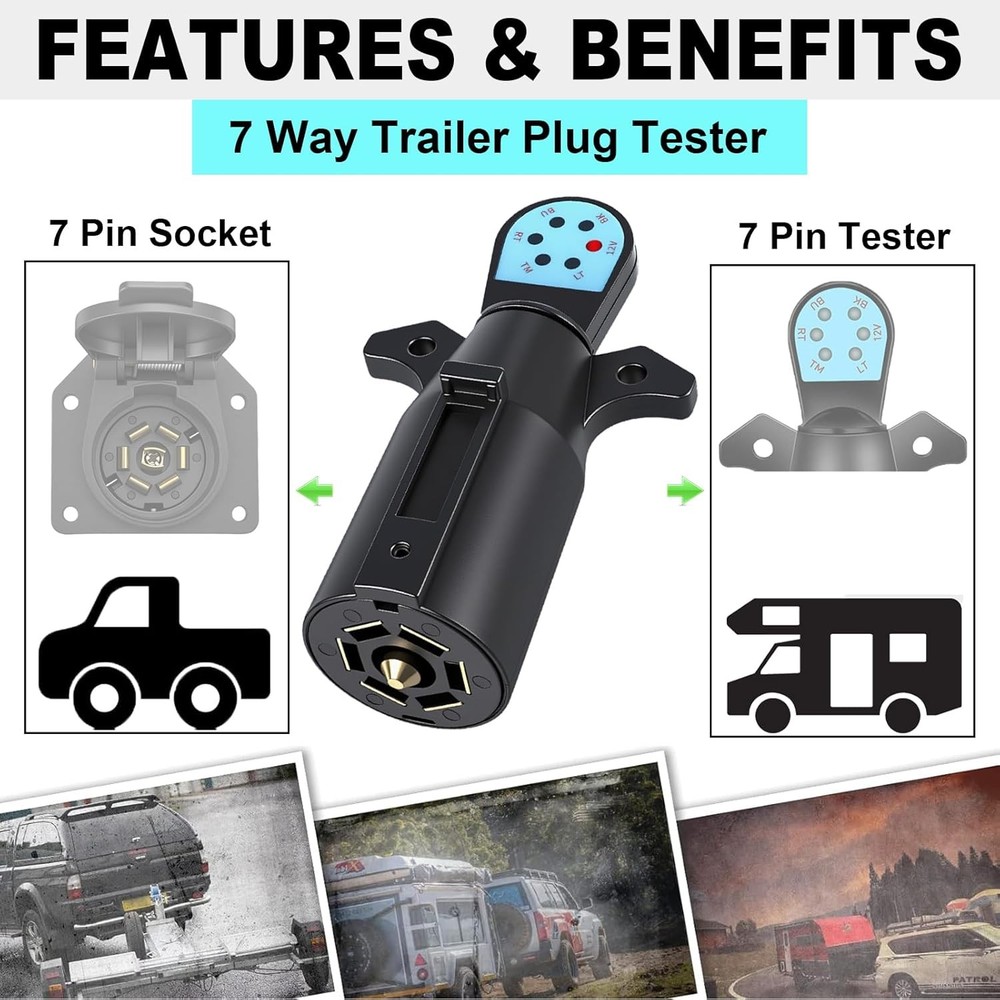 7 Pin Trailer Wiring Tester with LED Indicator Light