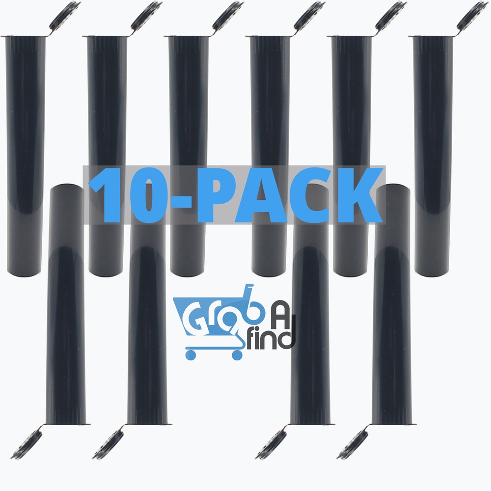 10 Pack - Airtight 109mm Solid Black Squeeze Pop Top Container Tubes