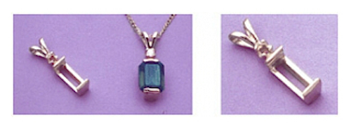 Medium Rectangular Sterling Silver Accented Tourmaline Pendant Setting (6-12mm)