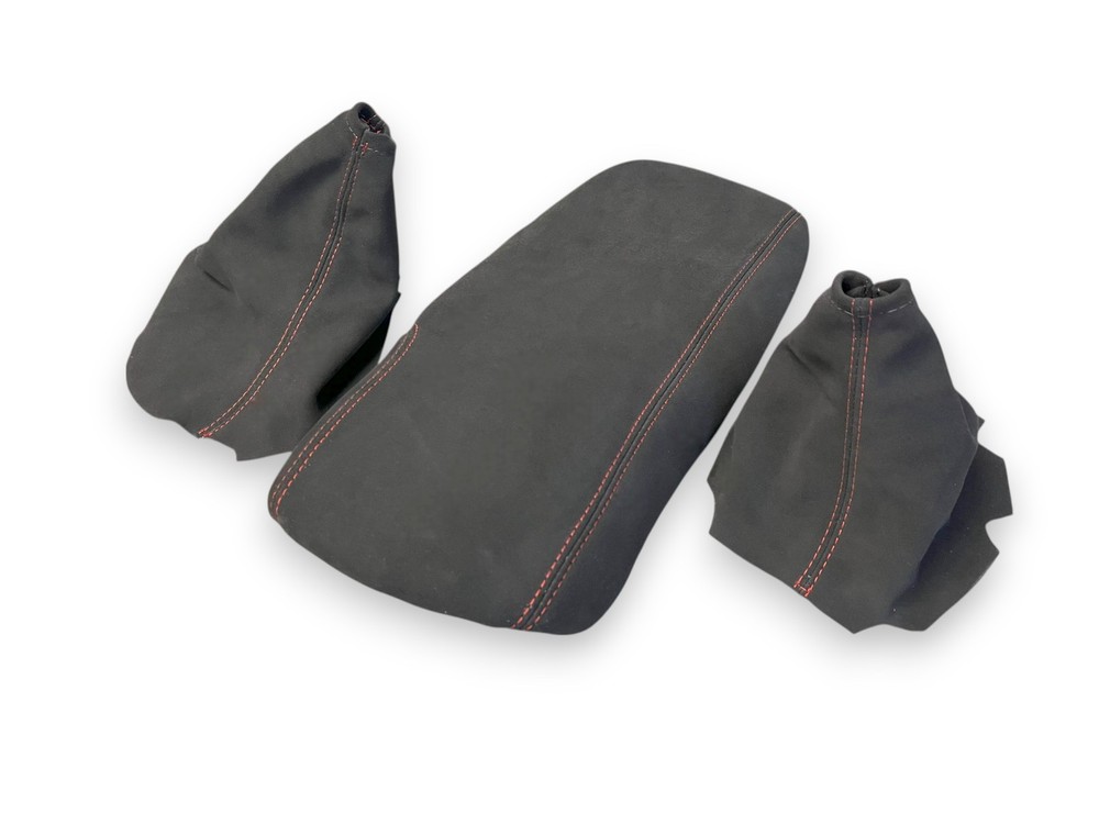 For Corvette C6 2005 Black Alcantara Suede Manual Shift Ebrake Console Cover Set