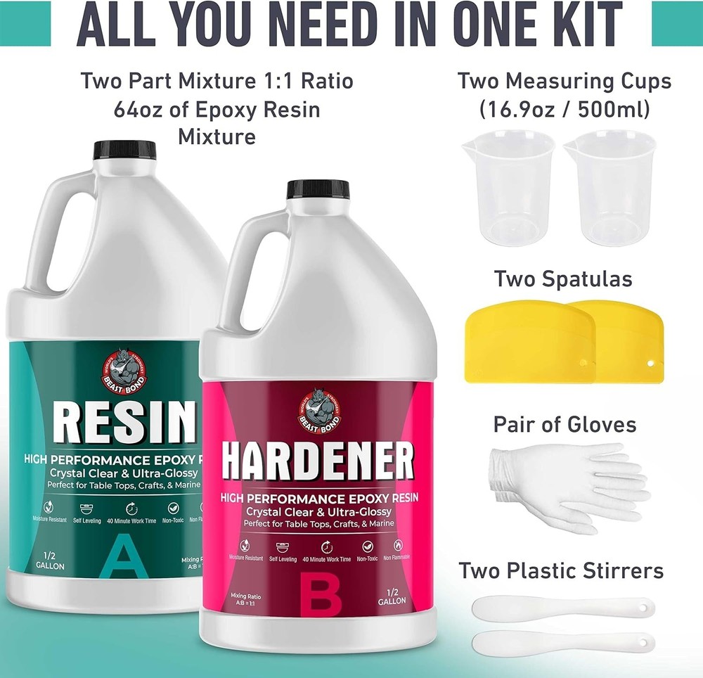 Crystal Clear Epoxy Resin Kit - Ultra-Gloss Finish