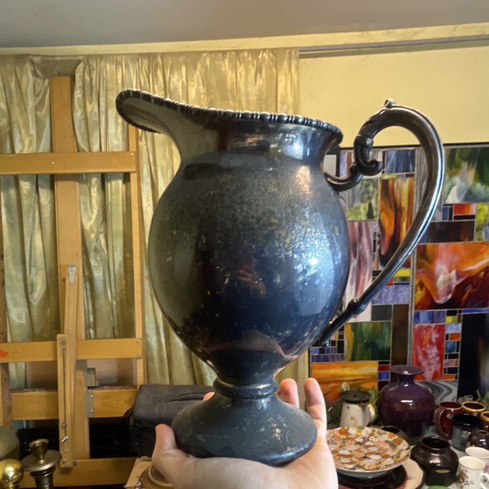 Antique Victorian Silverplate Pitcher with Ornate Design