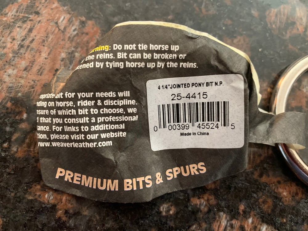 New With Tags Weaver 4 1/4” Snaffle Pony Bit