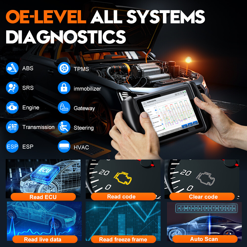 XTOOL IP616 V2.0 Car OBD2 Scanner Key Programmer Full System Diagnostic Tool SRS