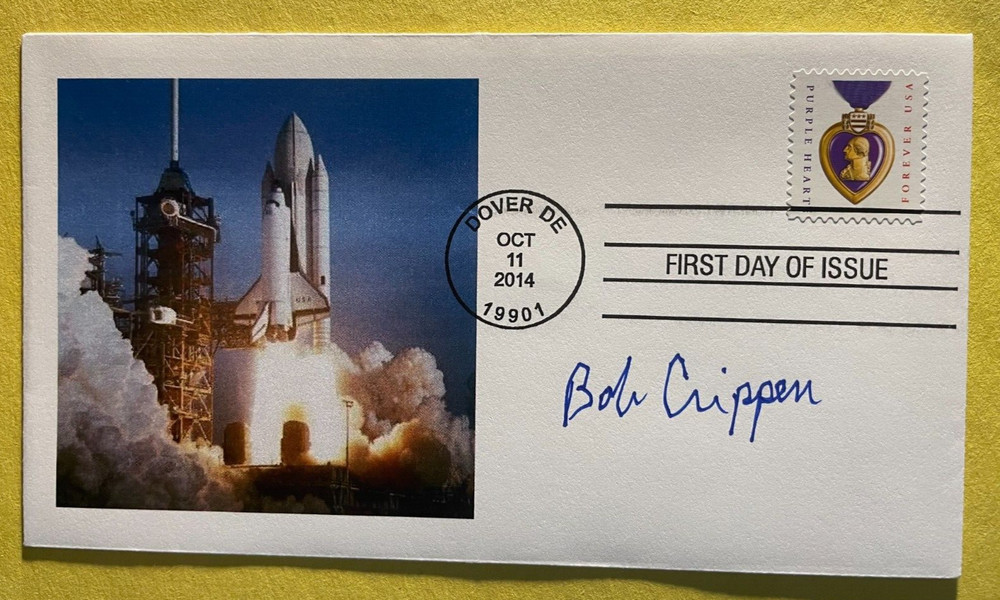 SIGNED BOB CRIPPEN FDC AUTOGRAPHED FIRST DAY COVER - STS-1 SPACE SHUTTLE