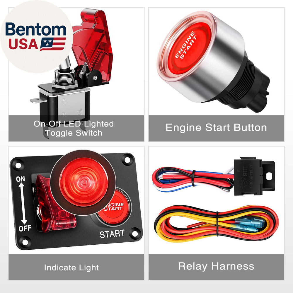 Ignition Switch Panel 12V 2 in 1 Rocker with Engine Push Button Toggle Switches