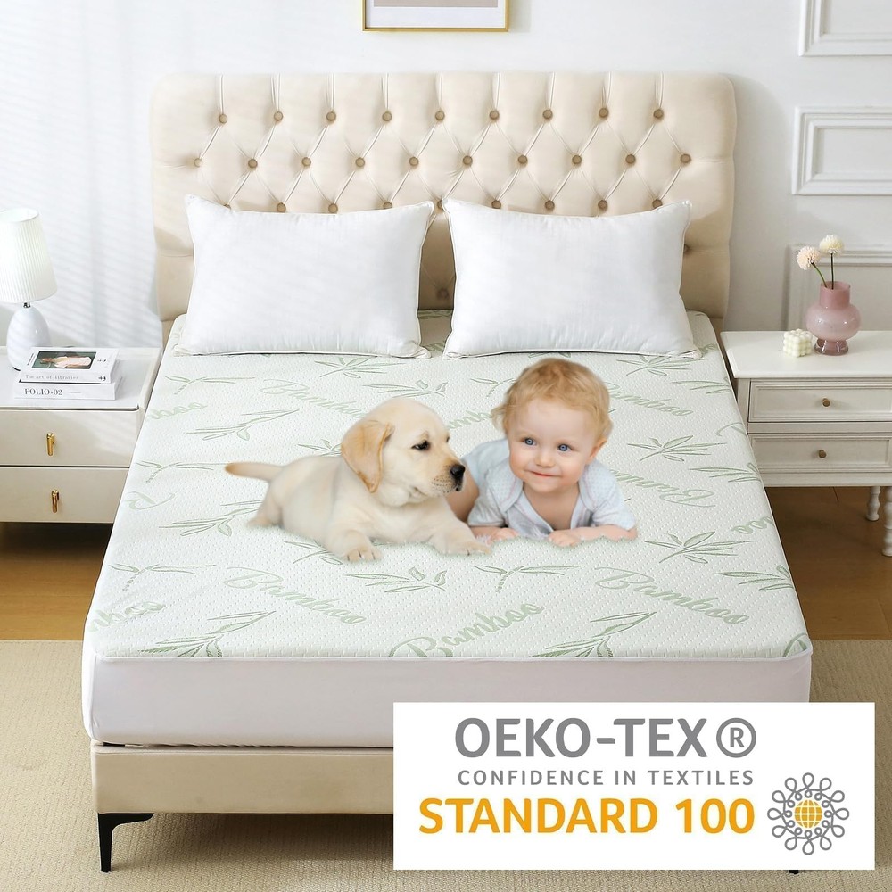 Full Size Waterproof Mattress Protector, Soft & Breathable Mattress Protector...