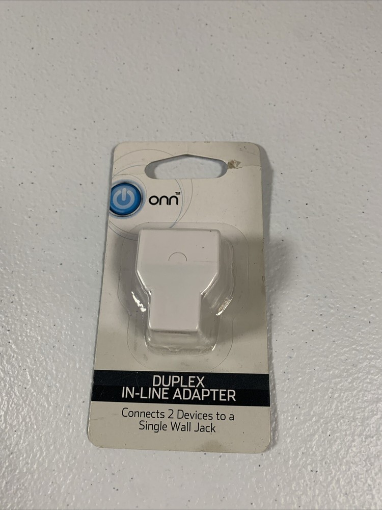 Duplex In Line Adapter ONN Accommodates 2 Separate Phone Line Devices White