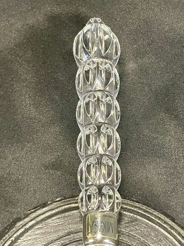 Vintage Mikas Crystal & Silver Serving Piece Original Box Cake Or Pie Server